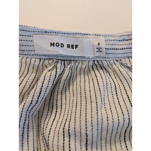 Mod Ref Blue & White Stripe Buttons Tunic shirt Top Size Small Petite Cotton N33 - Picture 4 of 8